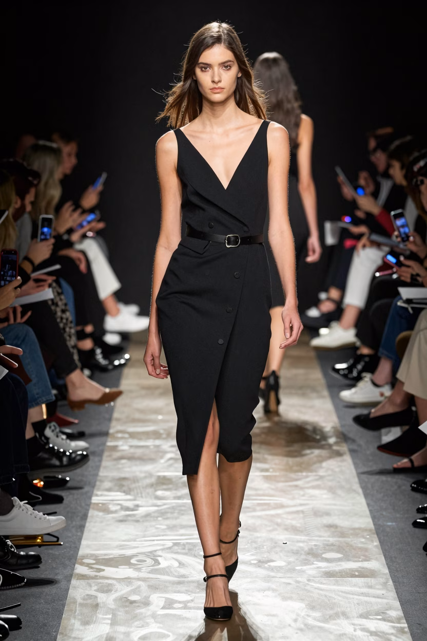 Mannequin d&eacute;filant sur un podium lors d'une audition pour une agence de mode